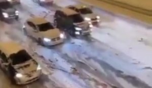 Des automobilistes profitent de la neige à Madrid pour faire des courses illégales