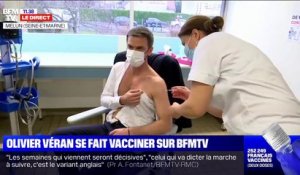 Covid-19: le ministre de la Santé Olivier Véran reçoit sa première dose de vaccin