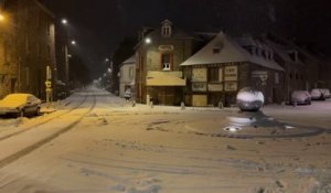 Les images du manteau neigeux à Lamballe dans les Côtes-d'Armor