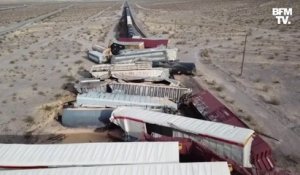 Désert californien: le spectaculaire accident d'un train de marchandises
