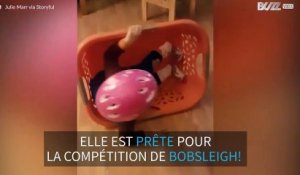 Cet enfant est prêt pour les JO d'hiver!