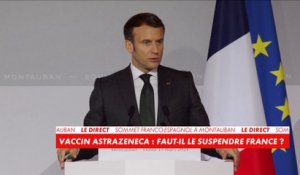 Emmanuel Macron : «La décision qui a été prise est de suspendre par précaution la vaccination avec AstraZeneca»