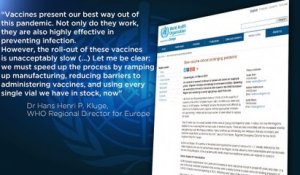 L'OMS dénonce la "lenteur inacceptable" de la vaccination en Europe