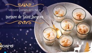 Velouté panais-artichaut et tartare de Saint-Jacques