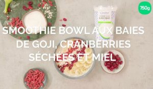 Smoothie bowl aux baies de goji, cranberries séchées et miel