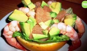 Salade de pamplemousse, avocat et crevettes