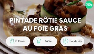 Pintade rôtie sauce au foie gras