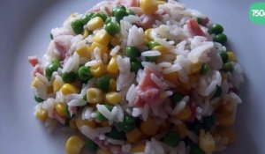 Salade jambon/maïs/petits pois/riz