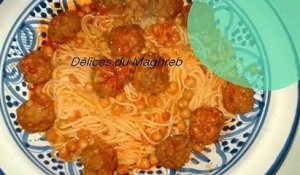 Spaghettis tunisienne à la boulette de viande à ma façon