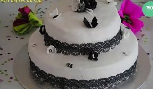 Gâteau à étage noir et blanc pour Julie
