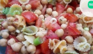 Salade folle de pâtes et pois chiches au basilic