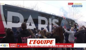 Le car des Parisiens en route pour le stade - Foot - C1 - PSG