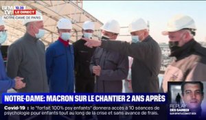 Emmanuel Macron en visite sur le chantier de Notre-Dame, deux ans après l'incendie