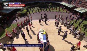 Funérailles du prince Philip: entrée du cercueil dans la chapelle Saint-Georges de Windsor