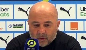 Football - Ligue 1 - Jorge Sampaoli en conférence de presse après OM 3-2 Lorient