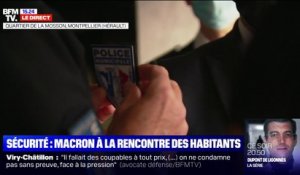 Montpellier: Un commandant remet un blason de la police municipale à Emmanuel Macron