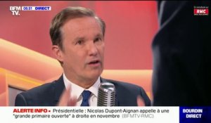 Nicolas Dupont-Aignan pas encore vacciné: "Je prends mon risque" et "j'ai le droit d'avoir mon libre arbitre"
