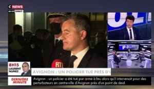 Policier tué à Avignon - Revoir l'intégralité de l'intervention, peu après minuit, du Ministre de l'Intérieur, Gérald Darmanin, très ému : "Un soldat est mort en héros pour lutter contre le trafic de stupéfiants"