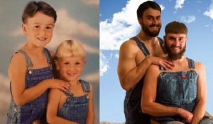 Ils recréent aujourd'hui leur photo d'enfance avec beaucoup d'humour et d'imagination