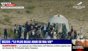 Accueil plein d'enthousiasme pour le retour sur Terre de Jeff Bezos et des trois autres passagers de Blue Origin
