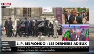 De nombreuses personnalités, dont Alain Delon, assistent ce matin aux obsèques de l’acteur Jean-Paul Belmondo à Saint-Germain-des-Prés - VIDEO
