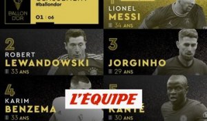 Le classement de la 1re à la 5e place - Foot - Ballon d'Or