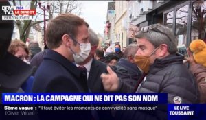 Emmanuel Macron échange avec les habitants et commerçants de Vierzon dans le Cher