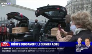 Les cercueils d'Igor et Grichka Bogdanoff quittent l'église de la Madeleine