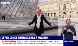 Dans une vidéo réalisée au Louvre, Marine Le Pen se présente comme la seule alternative face à Emmanuel Macron