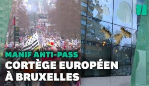 À Bruxelles, des heurts éclatent lors d'une manif "européenne" anti-pass sanitaire