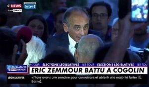 Eric Zemmour reconnaît sa défaite aux législatives dans le Var en étant éliminé dès le premier tour