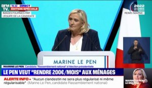 Si elle est élue, Marine Le Pen veut "rendre en moyenne 200 euros par mois à tous les ménages français"