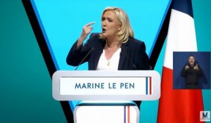 Marine Le Pen -  "Vous qui êtes rassemblés ici à Reims, berceau de notre histoire millénaire, vous qui nous suivez dans toute la France, nous avons un point commun   c’est l’amour de la patrie"