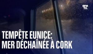 Tempête Eunice: les images de la mer déchaînée dans le port de Cork en Irlande
