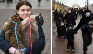 Des photos déchirantes montrent des Ukrainiens fuyant leur pays avec leurs animaux de compagnie