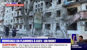 Kiev: Un immeuble en flammes après des tirs, au moins un mort et plusieurs blessés