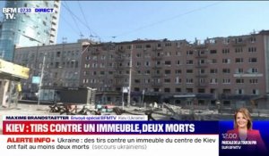 Un immeuble d'habitation soufflé par une explosion à Kiev ce mardi