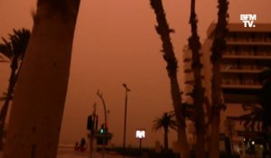 Une couche de poussière orange venue du Sahara survole Alicante en Espagne