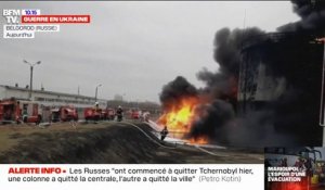 Un dépôt pétrolier en flammes à Belgorod en Russie après une attaque à l'hélicoptère