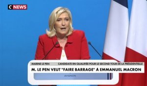 Marine Le Pen veut «faire barrage à Emmanuel Macron»