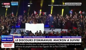 Présidentielle - Regardez l'intégralité du discours d'Emmanuel Macron sur le Champ-de-Mars après sa réélection : "Je ne suis plus le candidat d'un camp, mais le président de toutes et tous"