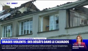 Orages dans le Calvados: les dégâts du bâtiment incendié