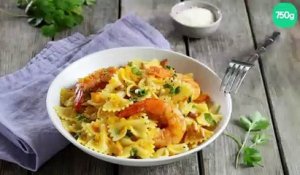 Farfalle aux gambas et potimarron