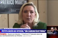 Non-retrait de points pour les petits excès de vitesse: Marine Le Pen estime que c'est un "tout petit cadeau minuscule"