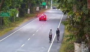 En Inde, les cyclistes doivent faire attention aux voitures et... aux léopards !