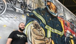 À Tourcoing, un graffeur rend hommage aux pompiers en réalisant une sublime fresque sur la caserne