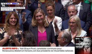 Ovation pour Yaël Braun-Pivet, élue présidente de l'Assemblée nationale avec 242 voix