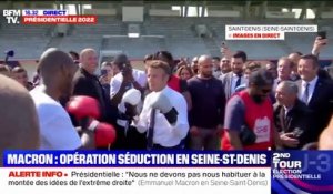 BFMTV : Emmanuel Macron boxe en Seine-Saint-Denis
