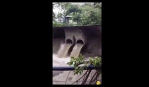 Un homme très chanceux au moment de traverser un pont