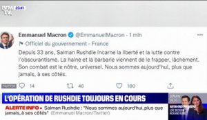 "La haine et la barbarie viennent de le frapper": Emmanuel Macron réagit à l'agression de l'écrivain Salman Rushdie